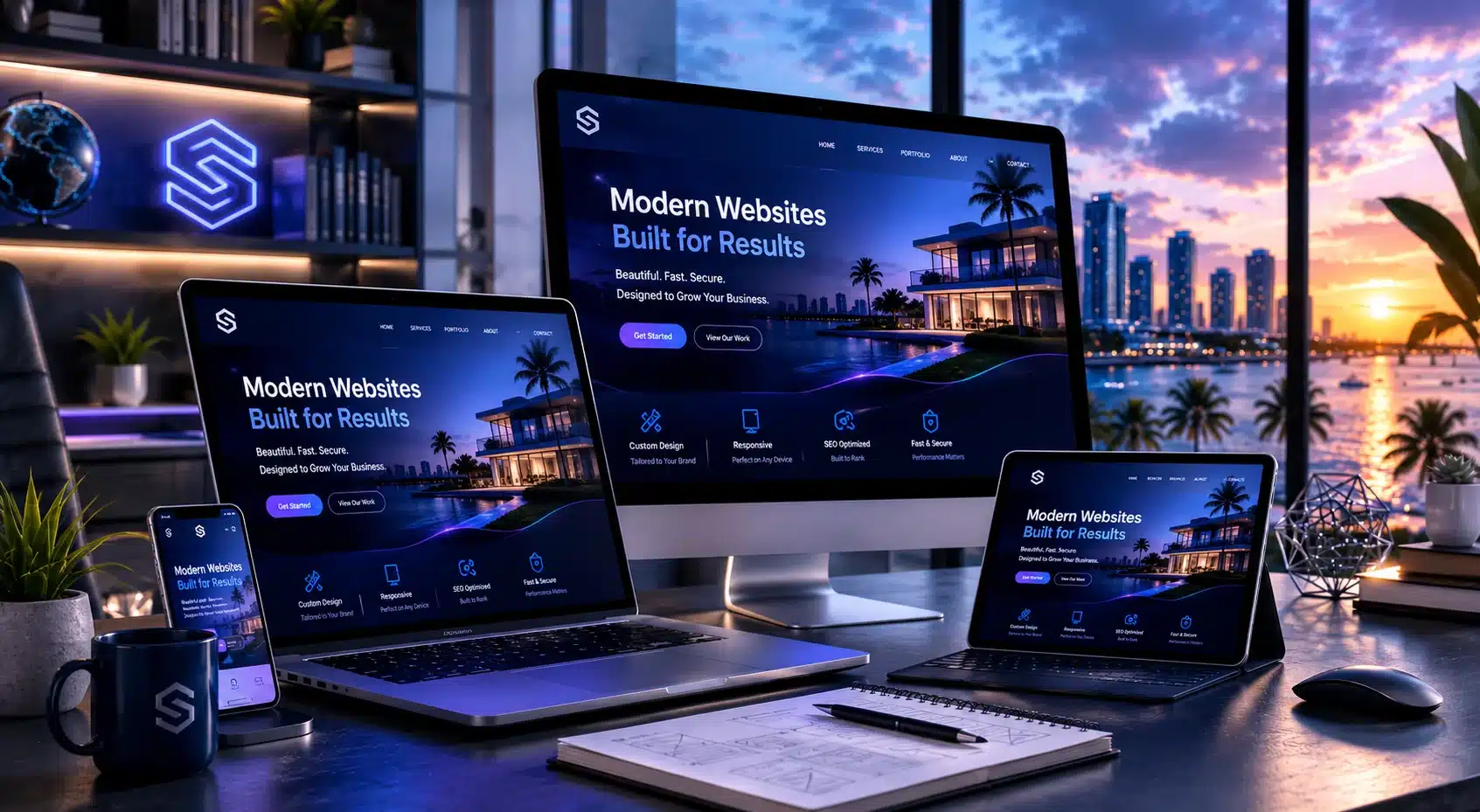 Multi-device mockups showing responsive website layout.